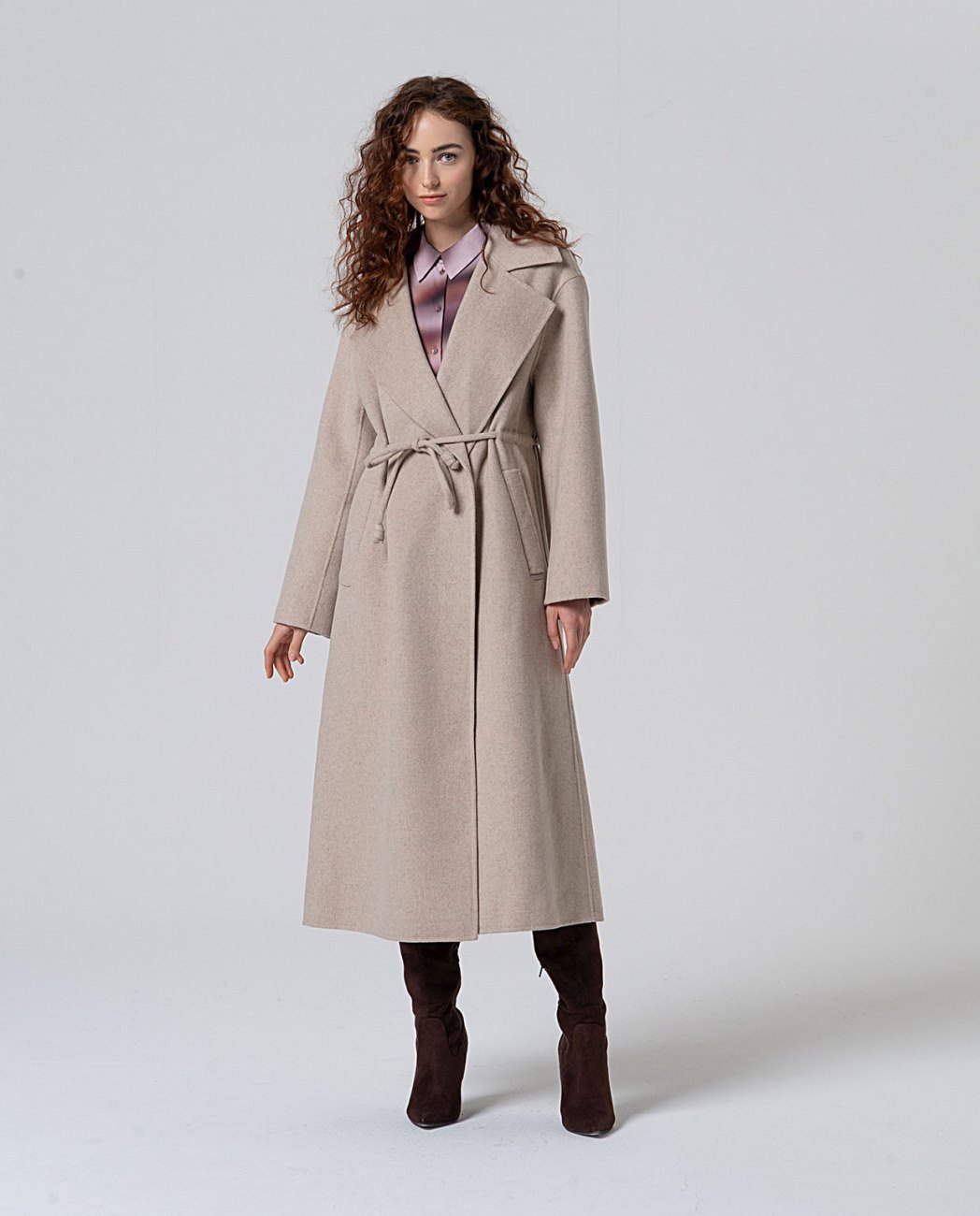 Abrigo de lana "handmade" piedra