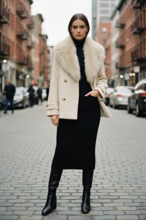 Chaquetón con cuello de pelo sintético