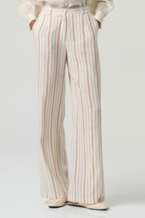 Pantalón lino ancho tiro alto