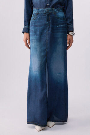 Falda larga con estampado digital