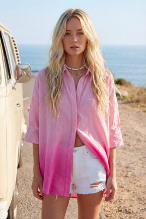 Camisa rosa con bordado