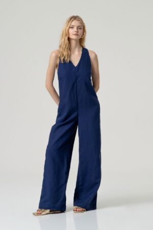 Mono amplio lino escote pico