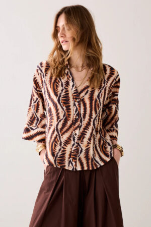 Blusa safari de mezcla de viscosa