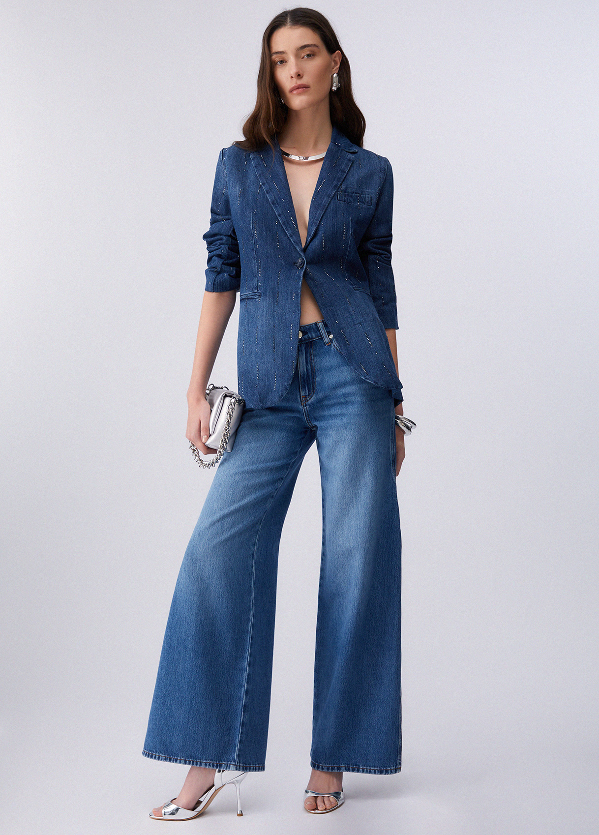 Chaqueta de tejido denim con strass - Imagen 2