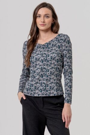 Camiseta escote pico fruncido