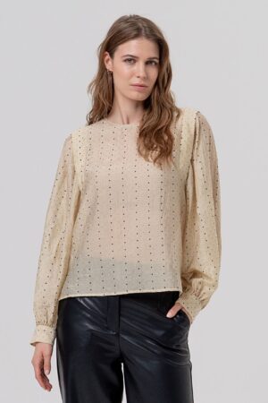 Blusa de lyocell con hombros fruncidos