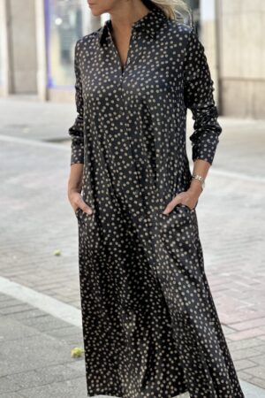 Vestido camisero estampado puntos