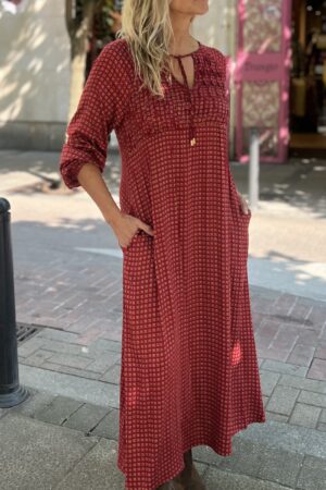 Vestido largo con estampado de cuadros