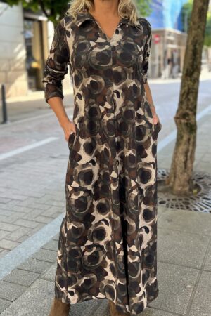 Vestido escote pico estampado