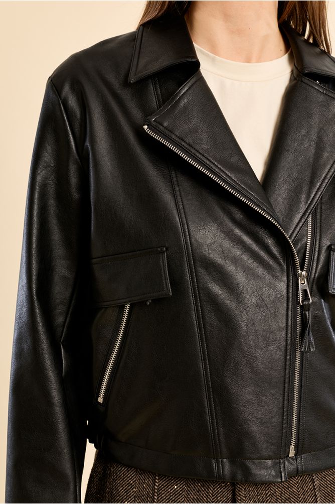 Chaqueta motera con cuello y solapa - Imagen 2