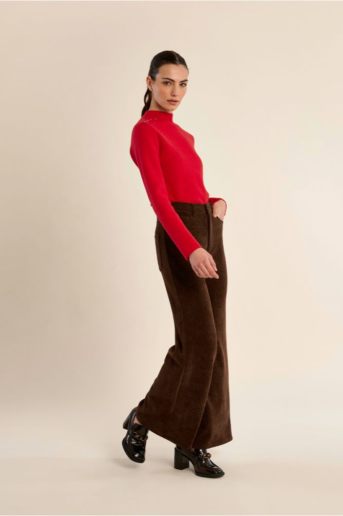 Pantalón de antelina largo acampanado - Imagen 2