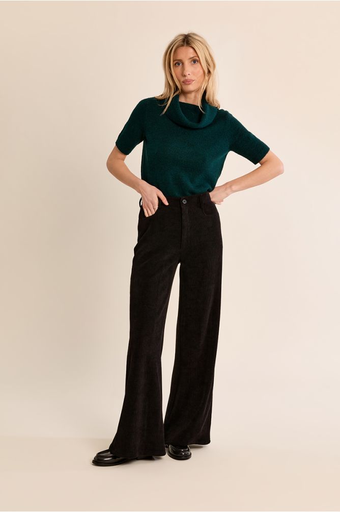 Pantalón de antelina largo acampanado