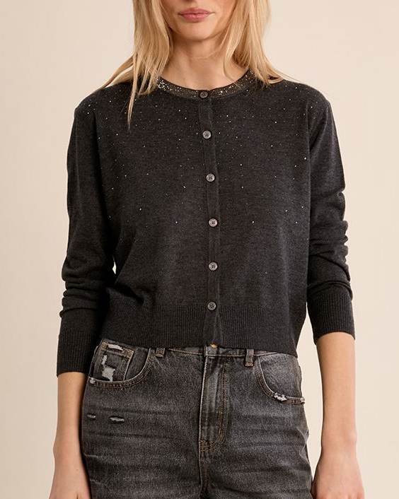 Cardigan detalle abalorios